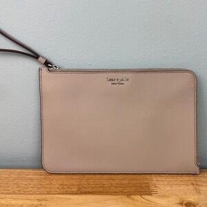 Kate Spade New York Saffiano Leather Wristlet Wallet Clutch Pouch Bag Gray 8.5x6